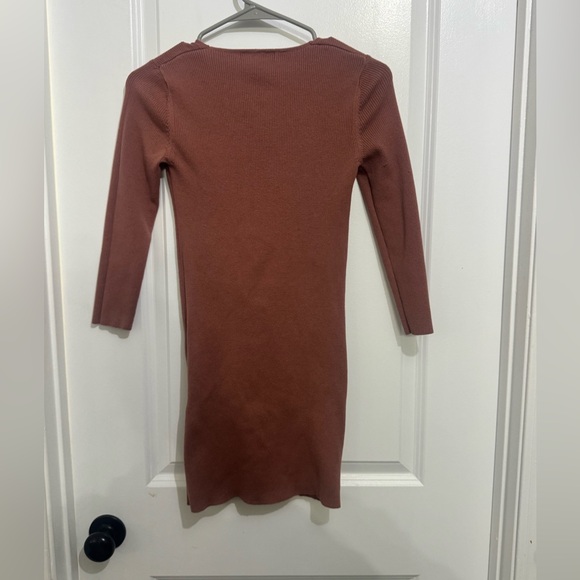 Forever 21 Dress S Bodycon Mini Ribbed V Neck Rust Going Out 3/$15 - Picture 3 of 7